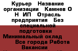 Курьер › Название организации ­ Камнев О.Н, ИП › Отрасль предприятия ­ Без специальной подготовки › Минимальный оклад ­ 30 000 - Все города Работа » Вакансии   . Кемеровская обл.,Юрга г.